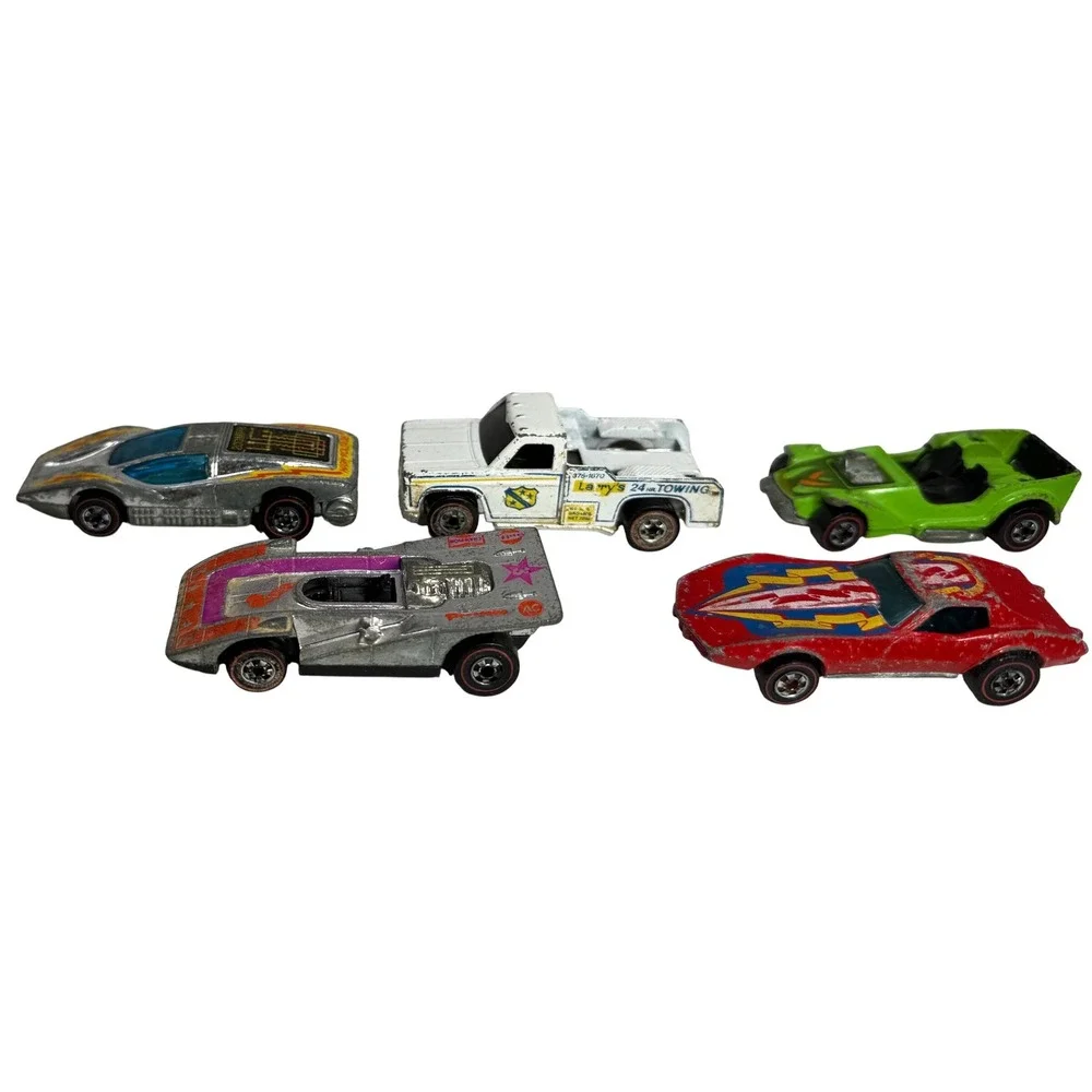 Vintage Hot Wheels Redline Lot of 7 Corvette Stingray Tow Truck Large Charge 70s